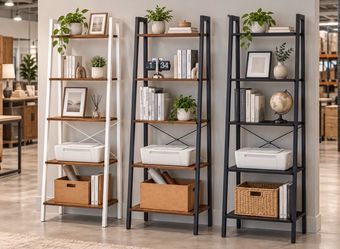 Ladder Shelf, Bookcase Book Shelf, Storage Shelves, 5-Tier, 22In Bookshelves, Narrow bookshelf, Toddler bookshelf, Kitchen, Bedroom,