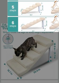 Cream tan colored dog stairs for bed 5 steps
