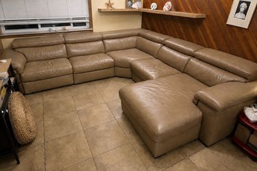 Natuzzi Massive Real Leather Sectional with Chaise