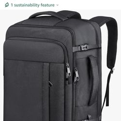 Travel Backpack With USB Port, Black, New