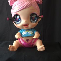 MGA Entertainment Glitter Babyz Rainbow Cloud Pink Hair 10"  Baby Doll