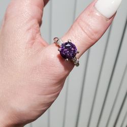Purple Stone Ring - Size 9