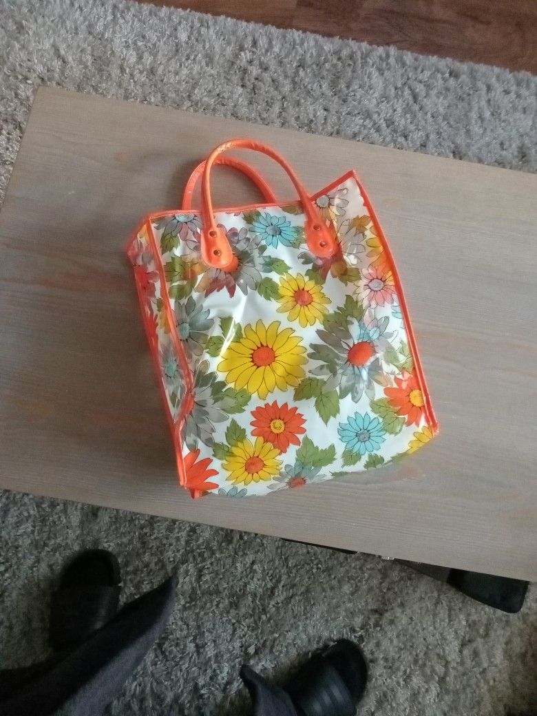 Vintage Plastic Floral Bag 12"