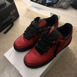 Crimson Red and Black Air Force Ones (Custom)