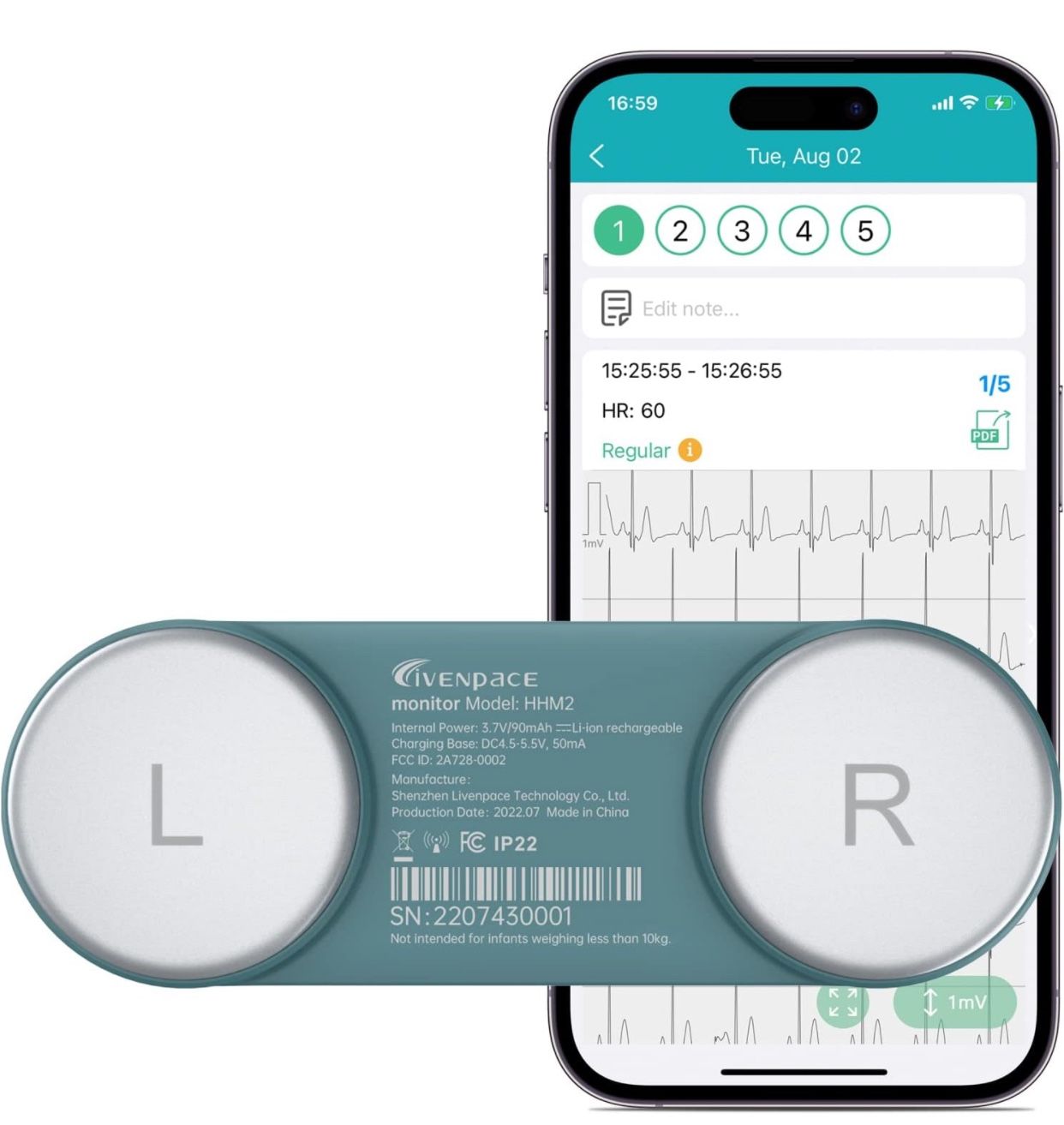 Heart rate Monitoring Device, Personal Bluetooth Monitor for Rhythm Waveform, Home Use Device for Adults with Chest Strap, Compatible with iOS&Android
