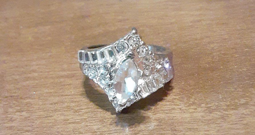 Sterling Silver Diamond Cut CZ Promise Ring. 