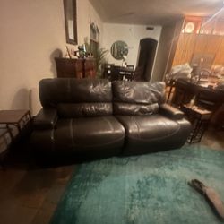 Gray Leather Couch and Loveseat with Recliners 