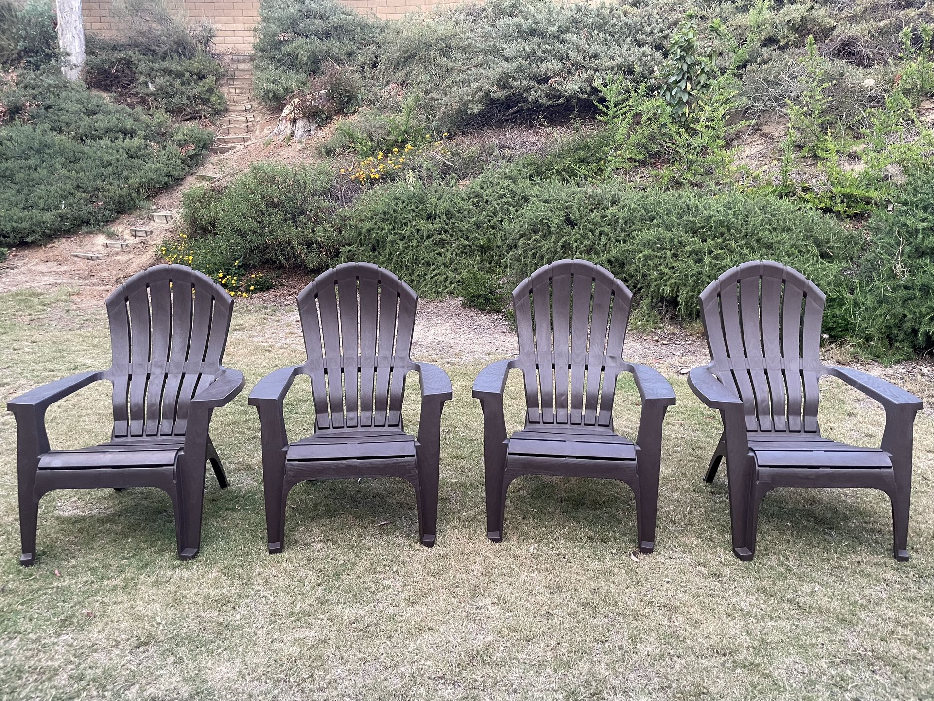 Adirondack Chairs Dark Brown Plastic Resin - Set of 4