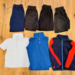 Boy Polo shirts, sports shorts and fleece.