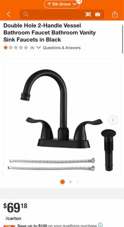 Double Hole 2-Handle Vessel Bathroom Faucet Black