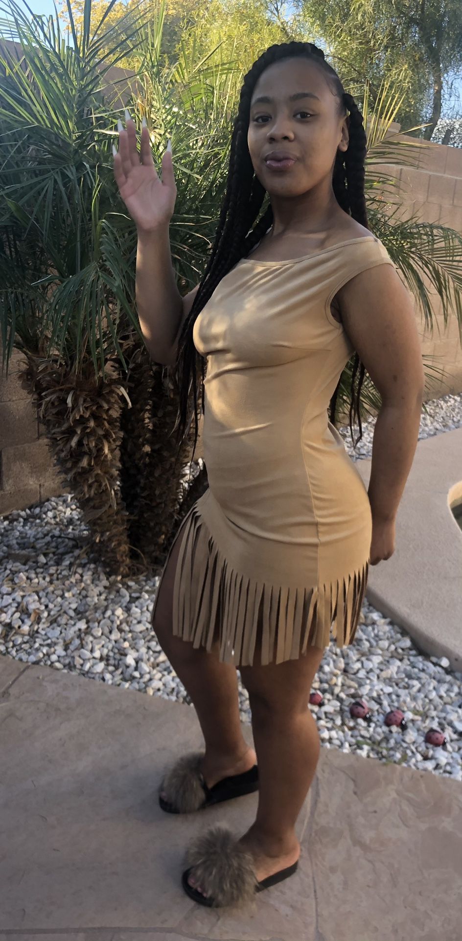 Suede Fringe Dress 👗