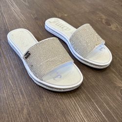Juicy Couture Womens White Multi Rhinestone Slide Sandals Size‎ 7
