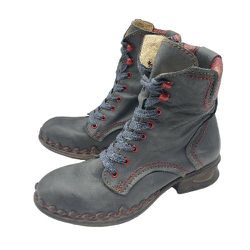 ROVERS Womens 42003 Red Stitched Blue/Gray Leather Boots EU 38/US 7.5-8 M $240