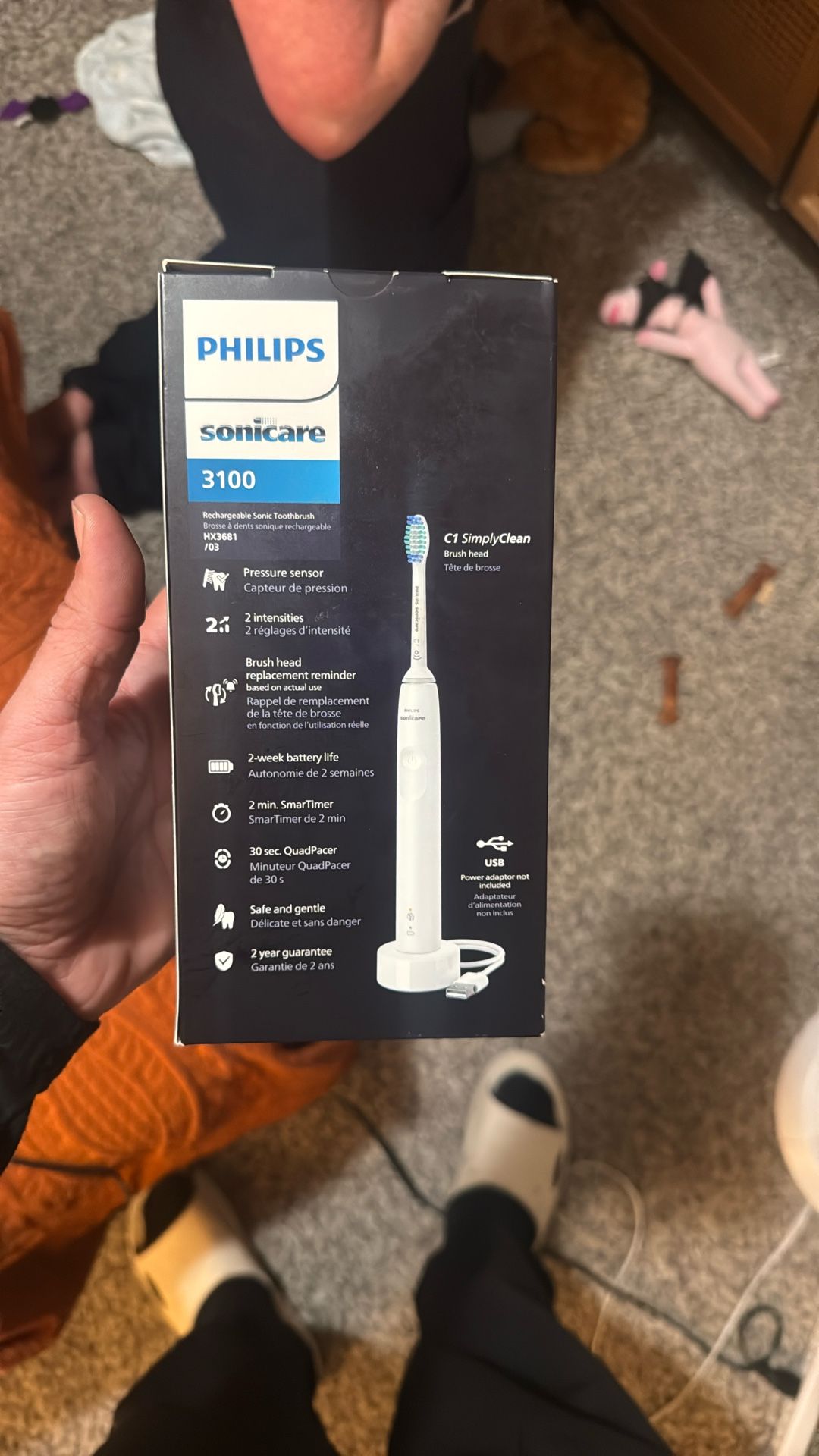 Philips Sonicare 3100 Power Toothbrush With Replacements