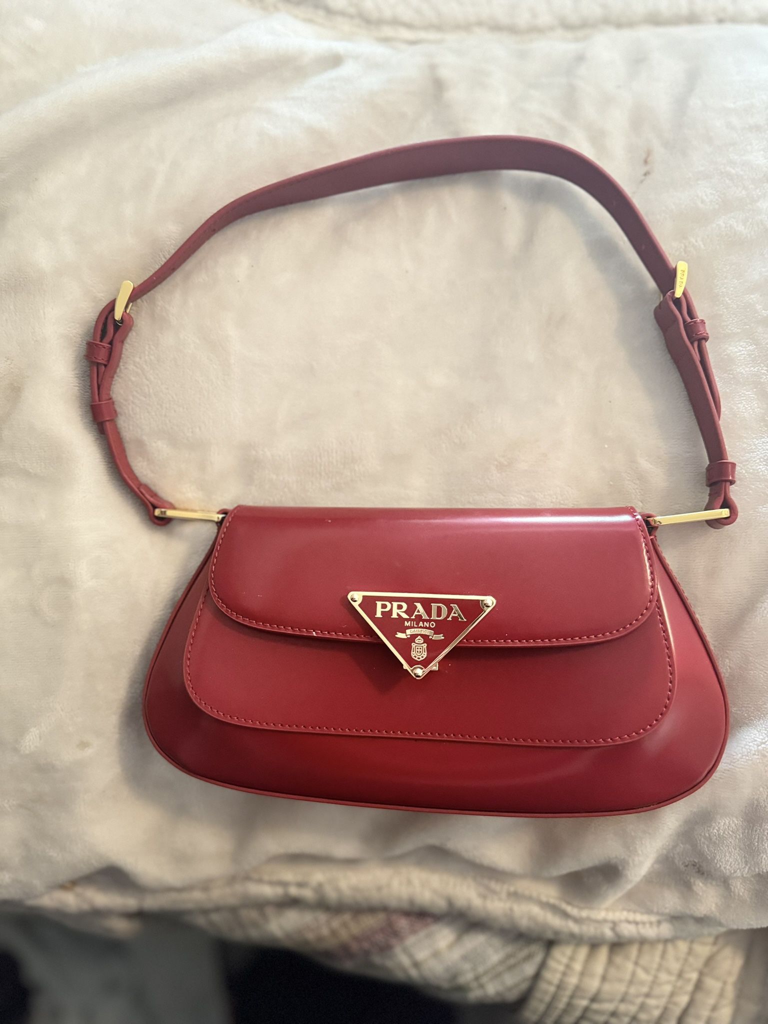 Authentic Prada Cleo Red Leather Shoulder Bag