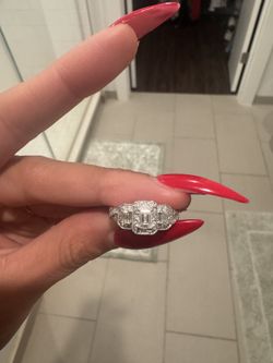 14K White Gold 1 ct. T.W. Emerald-Cut Diamond Three Stone Ring