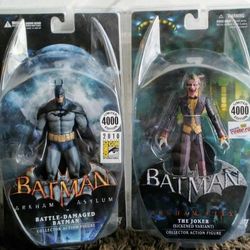 BATMAN ARKHAM ASYLUM/CITY ACTION FIGURES COMIC CON 4000 LIMITED JOKER & BATMAN