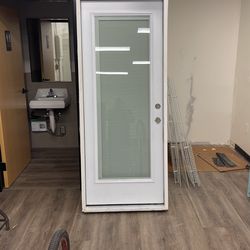 32" left swing Metal Door With Inserted Fixed Blinds