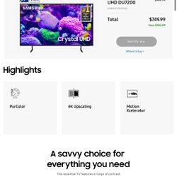 SAMSUNG 85" Class Crystal UHD DU7200