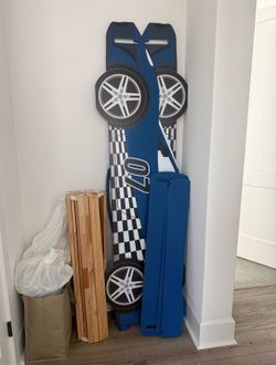 Boys BLUE race car bed