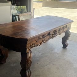 Antique Fully Wooden Table With Drawers