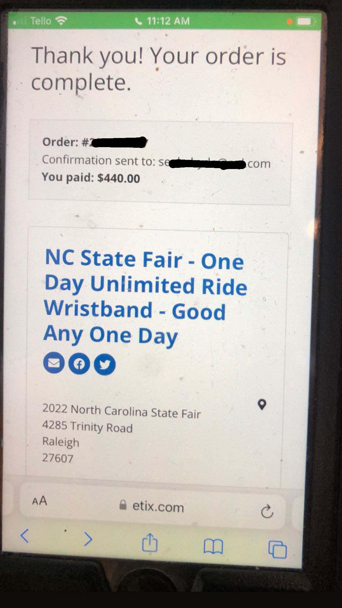 NC STATE FAIR UNLIMITED RIDE WRISTBANDS 
