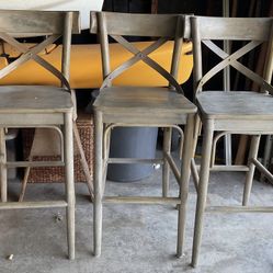 Three  Solid Wood Bar Stools - From World Market, And STILL  Selling There. (These Are Higher Than Counter Height)  