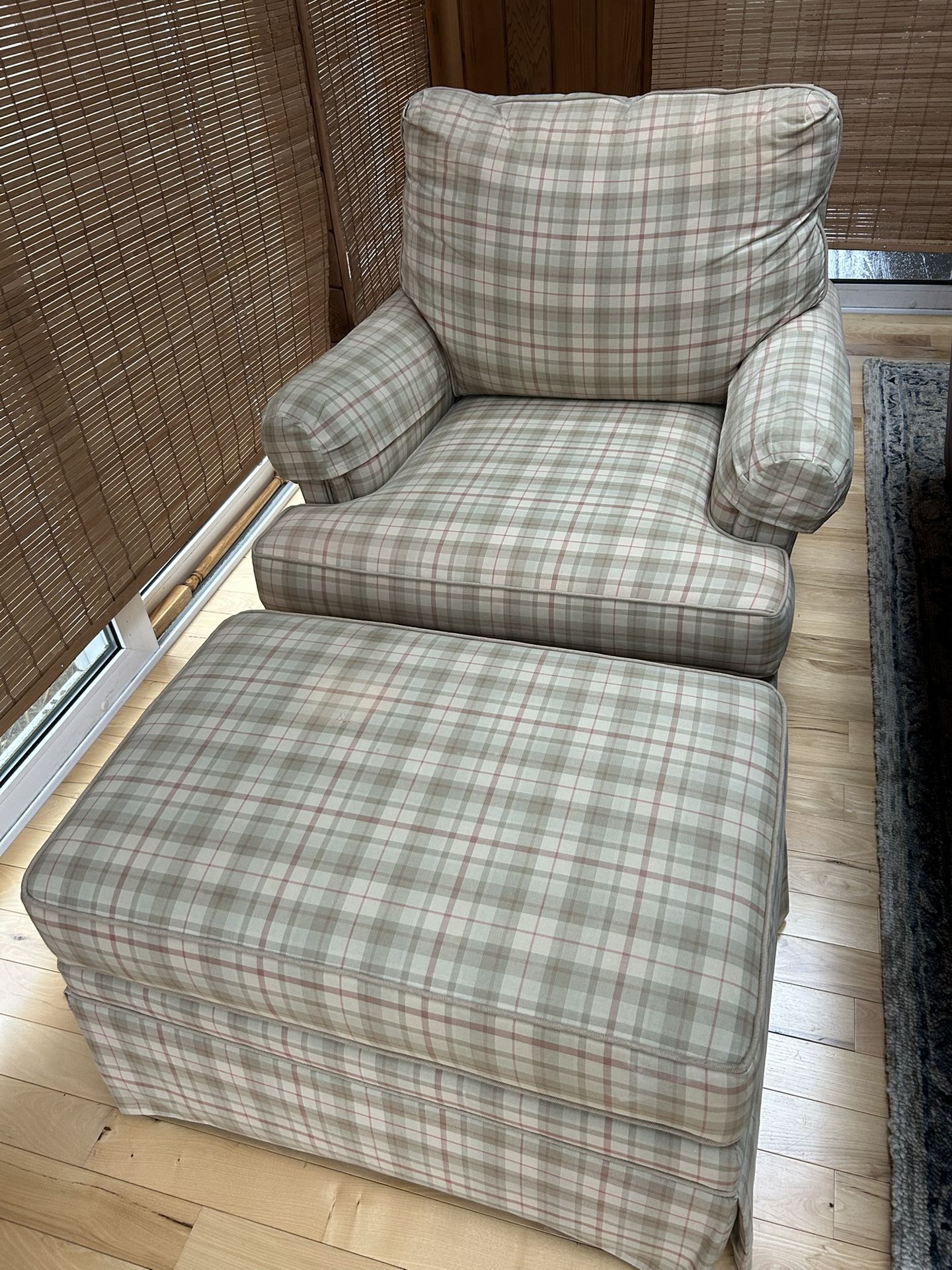 Ethan Allen Custom Swivel Chair & Ottoman