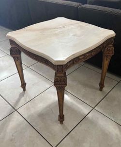 Antique Bronze & Marble End Table 24”x24”x22”H