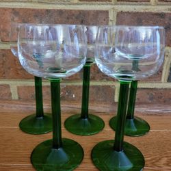 Vintage Vin du Rhin Luminarc Crystal Set of Five Wine Giblets