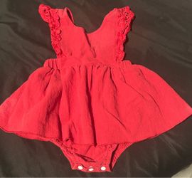 Red Baby Girl Dress Romper with Lace