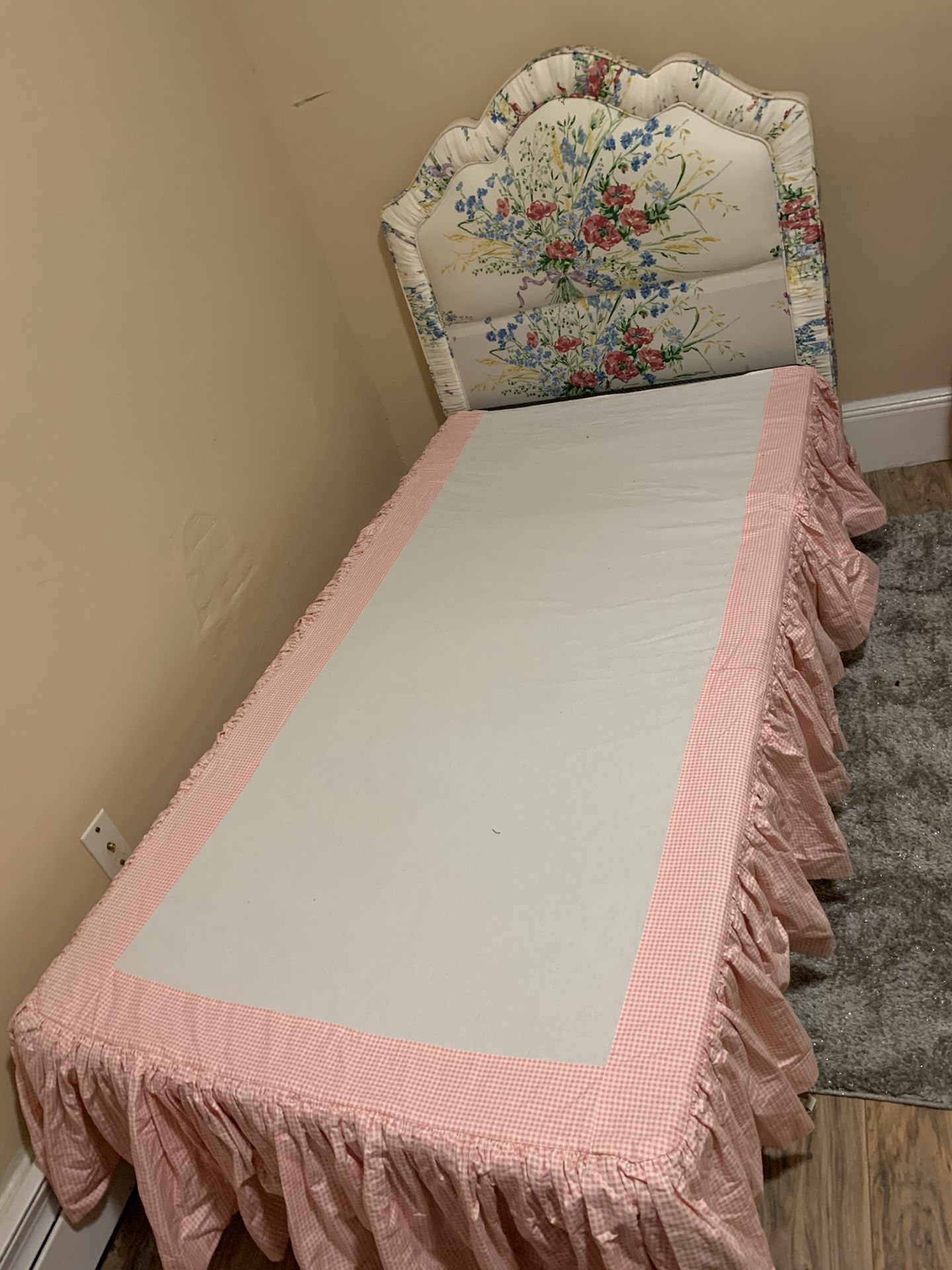 Twin bed , not mattress only boxspring , headboard, frame , bed skirt