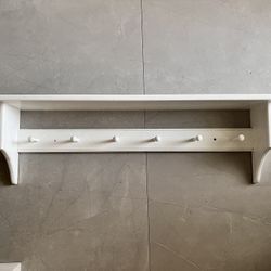 Large Wood Wall Coat Hanger/Shelf