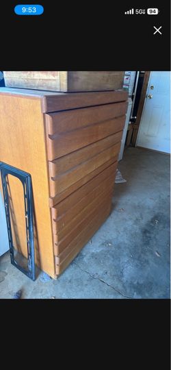 Solid, brown wooden dresser