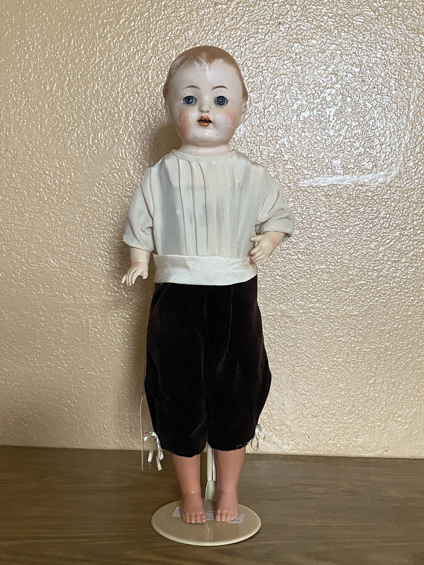 Antique Vintage Doll German Boy 19" Composition Celluloid Kiddline Sleep Eyes #300 w/ Stand