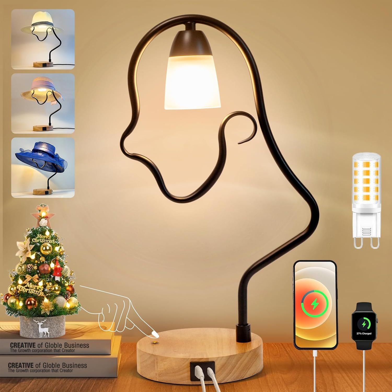 Touch Control Modern Table Lamp Creative Hat Desk Lamp with