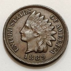 1889 Indian Head Cent Penny Coin