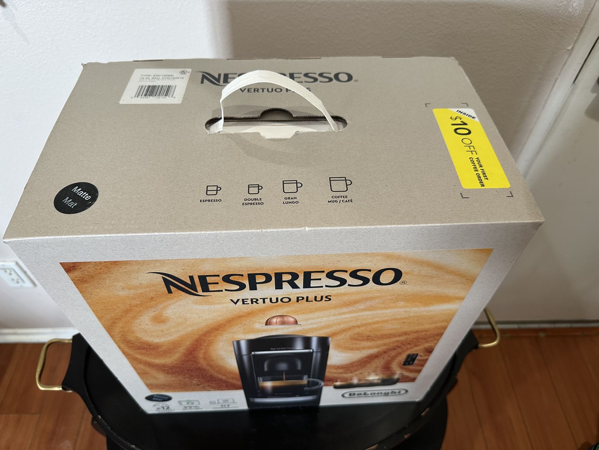 Nespresso VertuoPlus Coffee Maker and Espresso Machine Dinner Set by DeLonghi Black Matte