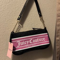 Juicy Couture Leather Shoulder Bag - Hot Pink & Black