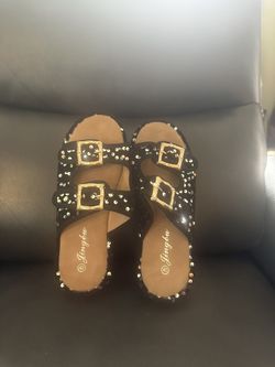 Black Sequined Sandals
