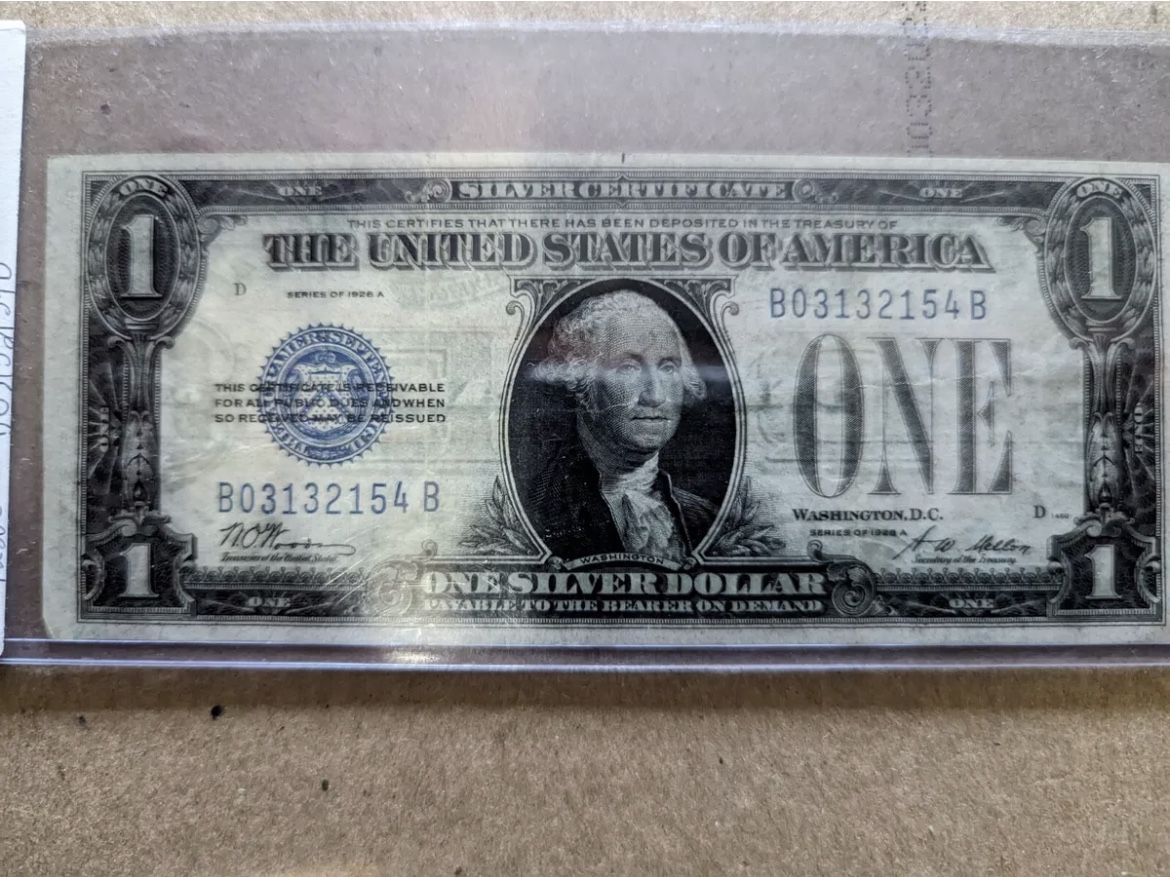 1928 A 1 Dollar Silver Cert Bill Rare Error Offset And Reverse Double Ink