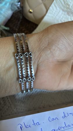 Silver Multi-Strand Heart Bracelet