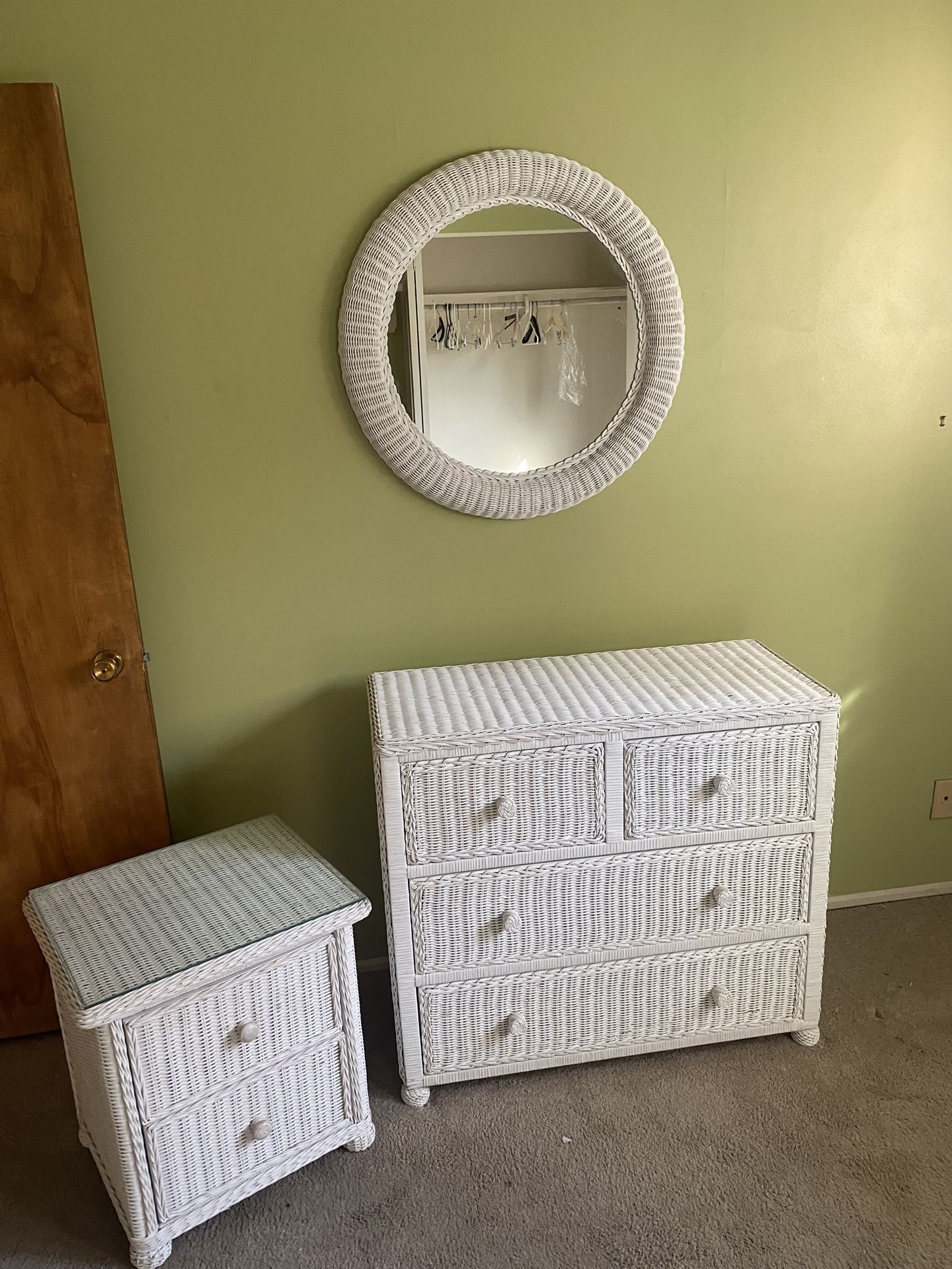 Wicker Dresser, Nightstand Mirror
