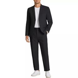 COOFANDY Men's 2 Piece Linen Suits Set Regular Fit Casual Linen Lightweight Suit Summer Beach Wedding,Black,Small
