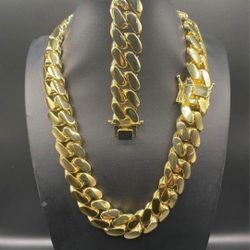 24MM Cuban Link Set 14k Gold Plated 