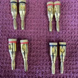 Set Of (8) Banana Plugs For Speakers, Stereos  & Subwoofers. 