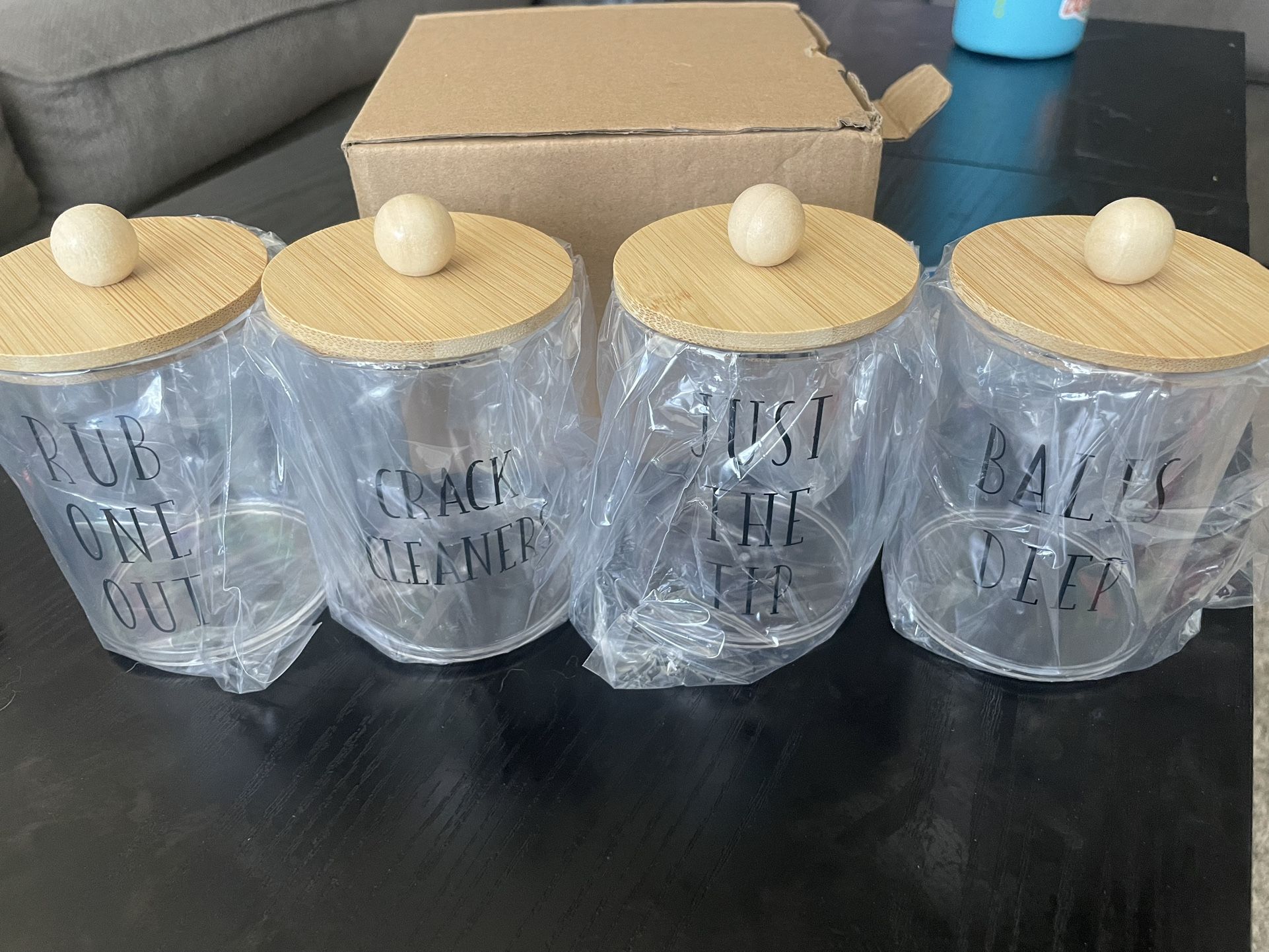4 Pack Bathroom Jars With Bamboo Lids