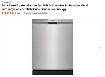 Frigidaire24 in Front Control Built-In Tall Tub Dishwasher in Stainless Steel with 4-cycles and DishSense Sensor Technolog