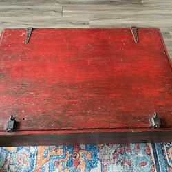 Coffee Table From Vintage Red Wood Storage Trunk – $175 (Sumner, WA)