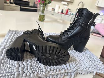 Black Combat/Military Heeled Boots – Size 8.5